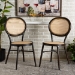 Baxton Studio Thalia Mid-Century Modern Dark Brown Finished Metal and Synthetic Rattan 2-Piece Outdoor Dining Chair Set - BSOWA-33001-Natural/Dark Brown-DC