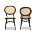 Baxton Studio Thalia Mid-Century Modern Dark Brown Finished Metal and Synthetic Rattan 2-Piece Outdoor Dining Chair Set - BSOWA-33001-Natural/Dark Brown-DC