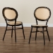 Baxton Studio Thalia Mid-Century Modern Dark Brown Finished Metal and Synthetic Rattan 2-Piece Outdoor Dining Chair Set - BSOWA-33001-Natural/Dark Brown-DC