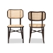 Baxton Studio Katina Mid-Century Modern Dark Brown Finished Metal and Synthetic Rattan 2-Piece Outdoor Dining Chair Set - BSOWA-33004-Natural/Dark Brown-DC