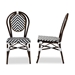 Baxton Studio Alaire Classic French Black and White Weaving and Dark Brown Metal 2-Piece Outdoor Dining Chair Set - BSOWA-4094V-Black/White-DC