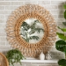 bali & pari Bora Modern Bohemian Natural Brown Rattan Accent Wall Mirror - BSOBora-Rattan-Mirror