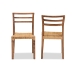 bali & pari Arthur Mid-Century Modern Walnut Brown Mahogany Wood and Natural Rattan 2-Piece Dining Chair Set - BSOArthur-Teak-DC