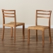 bali & pari Arthur Mid-Century Modern Walnut Brown Mahogany Wood and Natural Rattan 2-Piece Dining Chair Set - BSOArthur-Teak-DC