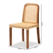 bali & pari Caspia Mid-Century Modern Walnut Brown Mahogany Wood and Natural Rattan 2-Piece Dining Chair Set - BSOCaspia-Teak-DC