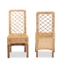 bali & pari Moscow Modern Bohemian Natural Brown Rattan and Walnut Brown Mahogany Wood 2-Piece Dining Chair Set - BSOMoscow-Teak-DC