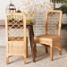 bali & pari Moscow Modern Bohemian Natural Brown Rattan and Walnut Brown Mahogany Wood 2-Piece Dining Chair Set - BSOMoscow-Teak-DC
