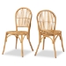 Baxton Studio Wina Modern Bohemian Natural Brown Rattan 2-Piece Dining Chair Set