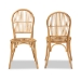 bali & pari Wina Modern Bohemian Natural Brown Rattan 2-Piece Dining Chair Set - BSOWina-Rattan-DC