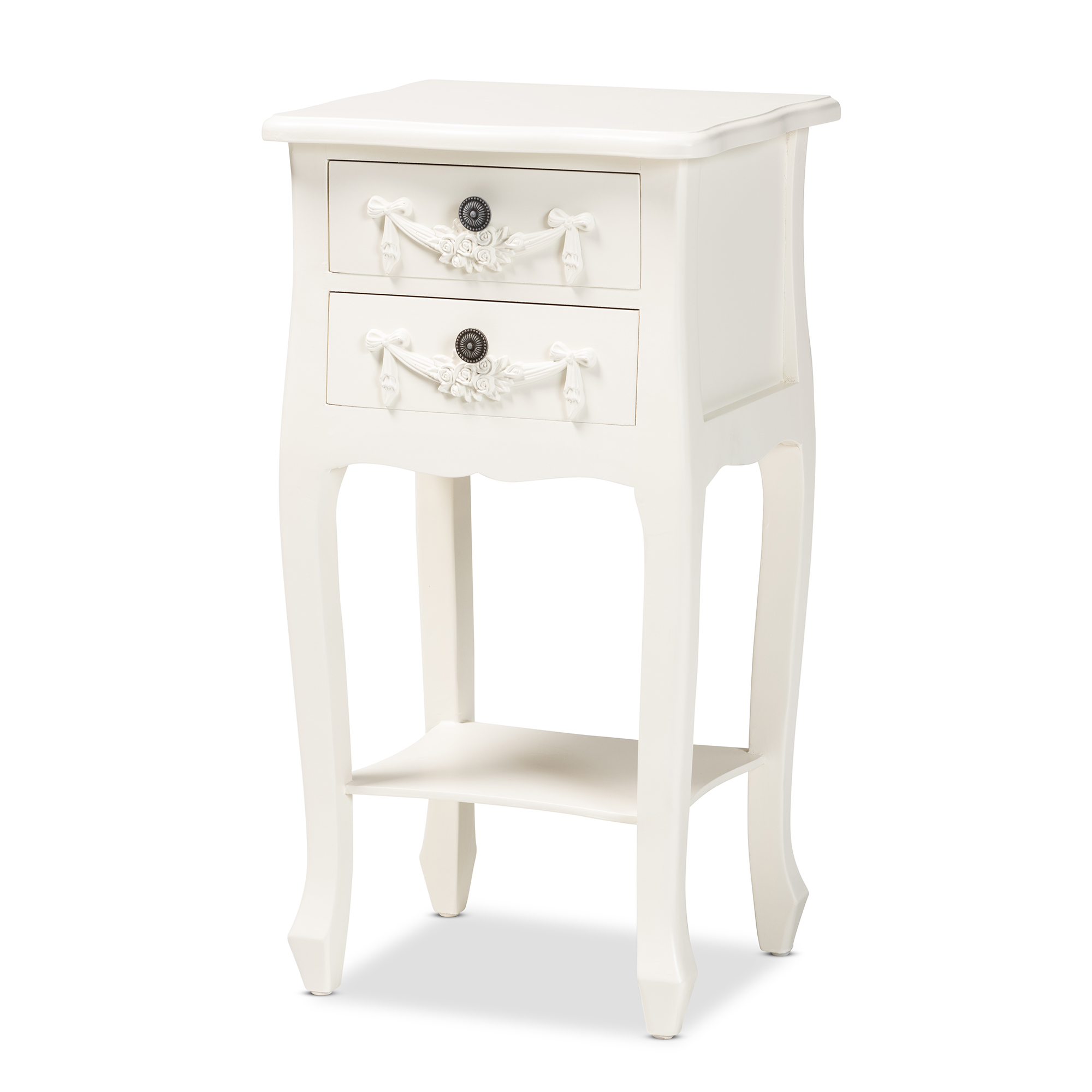 Baxton Studio Eliya Classic and Traditional White Finished Wood 2-Drawer End Table