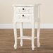 Baxton Studio Eliya Classic and Traditional White Finished Wood 2-Drawer End Table - BSOJY18B016-White-2DW-ET