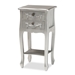 Baxton Studio Eliya Classic and Traditional Brushed Silver Finished Wood 2-Drawer End Table