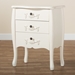 Baxton Studio Eliya Classic and Traditional White Finished Wood 3-Drawer Storage Cabinet - BSOJY18B017-White-3DW-Cabinet