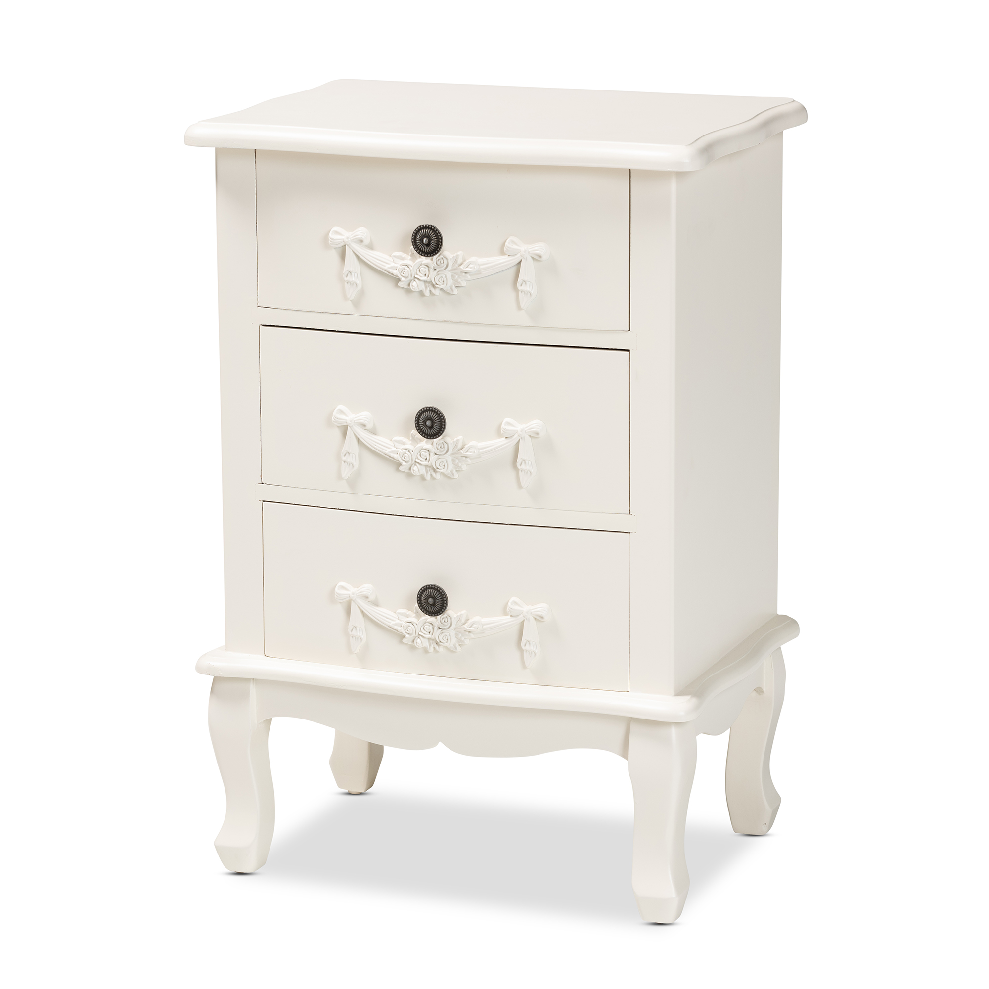 Baxton Studio Callen Classic and Traditional White Finished Wood 3-Drawer End Table