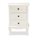 Baxton Studio Callen Classic and Traditional White Finished Wood 3-Drawer End Table - BSOJY18B018-White-3DW-ET