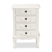 Baxton Studio Callen Classic and Traditional White Finished Wood 4-Drawer End Table - BSOJY18B025-White-4DW-ET
