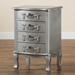 Baxton Studio Callen Classic and Traditional Brushed Silver Finished Wood 4-Drawer End Table - BSOJY18B025-Silver-4DW-ET