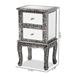 Baxton Studio Wycliff Industrial Glam and Luxe Silver Finished Metal and Mirrored Glass 2-Drawer End Table - BSOJY20B138-Silver-2DW-ET