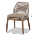 bali & pari Jennifer Mid-Century Transitional Grey Woven Rope Mahogany Dining Side Chair - BSOJennifer-Grey-DC-No Arm