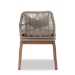 bali & pari Jennifer Mid-Century Transitional Grey Woven Rope Mahogany Dining Side Chair - BSOJennifer-Grey-DC-No Arm