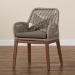 bali & pari Jennifer Mid-Century Transitional Grey Woven Rope Mahogany Dining Arm Chair - BSOJennifer-Grey-DC-Arm