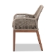 bali & pari Jennifer Mid-Century Transitional Grey Woven Rope Mahogany Dining Arm Chair - BSOJennifer-Grey-DC-Arm
