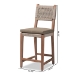 bali & pari Heyna Mid-Century Transitional Grey Woven Rope Mahogany Counter Stool - BSOHeyna-Grey/Natural-CS