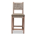 bali & pari Heyna Mid-Century Transitional Grey Woven Rope Mahogany Counter Stool - BSOHeyna-Grey/Natural-CS