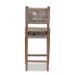bali & pari Heyna Mid-Century Transitional Grey Woven Rope Mahogany Counter Stool - BSOHeyna-Grey/Natural-CS