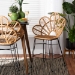 bali & pari Garan Modern Bohemian Natural Brown Rattan and Black Metal Counter Stool - BSOLeaf-Rattan-CS
