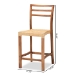 bali & pari Arthur Mid-Century Modern Walnut Brown Mahogany Wood and Natural Rattan Counter Stool - BSOArthur-Teak-CS