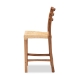 bali & pari Arthur Mid-Century Modern Walnut Brown Mahogany Wood and Natural Rattan Counter Stool - BSOArthur-Teak-CS