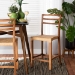 bali & pari Arthur Mid-Century Modern Walnut Brown Mahogany Wood and Natural Rattan Counter Stool - BSOArthur-Teak-CS