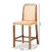 bali & pari Caspia Mid-Century Modern Walnut Brown Mahogany Wood and Natural Rattan Counter Stool - BSOCaspia-Teak-CS