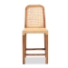 bali & pari Caspia Mid-Century Modern Walnut Brown Mahogany Wood and Natural Rattan Counter Stool - BSOCaspia-Teak-CS
