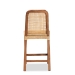 bali & pari Caspia Mid-Century Modern Walnut Brown Mahogany Wood and Natural Rattan Counter Stool - BSOCaspia-Teak-CS