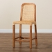 bali & pari Caspia Mid-Century Modern Walnut Brown Mahogany Wood and Natural Rattan Counter Stool - BSOCaspia-Teak-CS