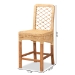 bali & pari Moscow Modern Bohemian Natural Brown Rattan and Walnut Brown Mahogany Wood Counter Stool - BSOMoscow-Teak-CS