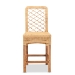 bali & pari Moscow Modern Bohemian Natural Brown Rattan and Walnut Brown Mahogany Wood Counter Stool - BSOMoscow-Teak-CS
