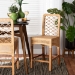 bali & pari Moscow Modern Bohemian Natural Brown Rattan and Walnut Brown Mahogany Wood Counter Stool - BSOMoscow-Teak-CS