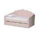 Baxton Studio Timila Modern and Contemporary Light Pink Velvet Fabric Upholstered Full Size Daybed with Trundle