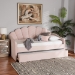 Baxton Studio Timila Modern and Contemporary Light Pink Velvet Fabric Upholstered Full Size Daybed with Trundle - BSOBBT61047T-Light Pink Velvet-Daybed-F/T