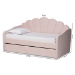 Baxton Studio Timila Modern and Contemporary Light Pink Velvet Fabric Upholstered Full Size Daybed with Trundle - BSOBBT61047T-Light Pink Velvet-Daybed-F/T