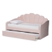 Baxton Studio Timila Modern and Contemporary Light Pink Velvet Fabric Upholstered Full Size Daybed with Trundle - BSOBBT61047T-Light Pink Velvet-Daybed-F/T