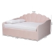 Baxton Studio Timila Modern and Contemporary Light Pink Velvet Fabric Upholstered Queen Size Daybed - BSOBBT61078-Light Pink Velvet-Daybed-Queen