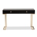 Baxton Studio Beagan Modern and Contemporary Black Finished Wood and Gold Metal 2-Drawer Console Table - BSOJY20B168-Black/Gold