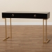 Baxton Studio Beagan Modern and Contemporary Black Finished Wood and Gold Metal 2-Drawer Console Table - BSOJY20B168-Black/Gold