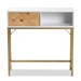 Baxton Studio Giona Modern and Contemporary Two-Tone Oak Brown and White Finished Wood and Gold Metal 1-Drawer Console Table - BSOLC21020902-White/Gold-Console Table