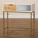 Baxton Studio Giona Modern and Contemporary Two-Tone Oak Brown and White Finished Wood and Gold Metal 1-Drawer Console Table - BSOLC21020902-White/Gold-Console Table