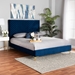 Baxton Studio Fabrico Contemporary Glam and Luxe Navy Blue Velvet Fabric Upholstered and Gold Metal King Size Platform Bed - BSOBBT61079-Navy Blue Velvet/Gold-King